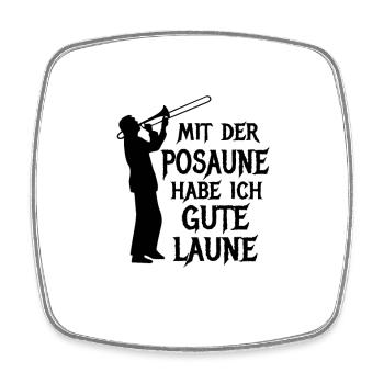 Gute Laune mit Posaune Klassik Bläser Jazz Musiker - Viereckiger Kühlschrankmagnet - Weiß - Vorne
