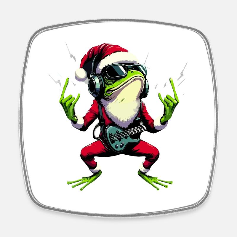 Grenouille de Noël en métal salutation - Magnet carré - blanc