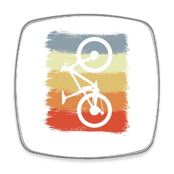 Vintage Mountain Biker Sketch - Square fridge magnet - white - Front