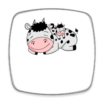 Cow Family - Cow with baby - Single parent - Square fridge magnet - white - Front