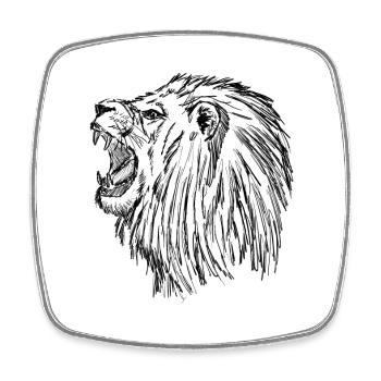 roaring lion - black - Square fridge magnet - white - Front