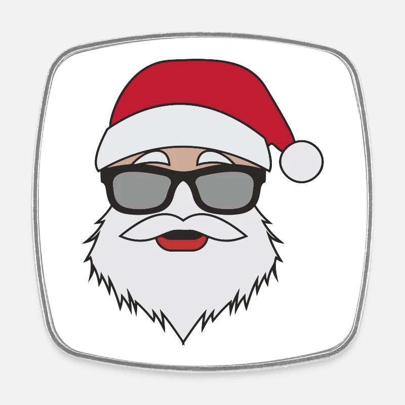 Funny Santa Claus Face Sunglasses with - Square fridge magnet - white
