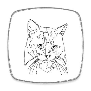 Katze - Viereckiger Kühlschrankmagnet - Weiß - Vorne