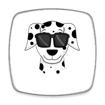 Dalmatian dog with glasses - cool dog - Square fridge magnet - white - Front