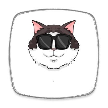 Ragdoll Katze mit Brille - coole Katze - Viereckiger Kühlschrankmagnet - Weiß - Vorne