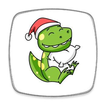 Dino Mignon Fatigué Dormir À Noël - Magnet carré - blanc - Devant