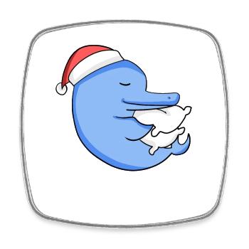 Dauphin Mignon Fatigué Dormir À Noël - Magnet carré - blanc - Devant