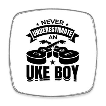 Ukulele Junge - Viereckiger Kühlschrankmagnet - Weiß - Vorne