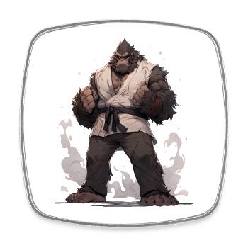 Bigfoot Karate Martial Arts MMA Kawaii Kampfsport - Viereckiger Kühlschrankmagnet - Weiß - Vorne