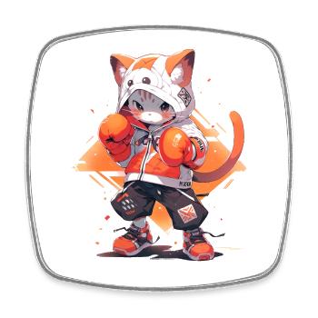 Lustige Katze Boxen MMA Kawaii Kampfsport Tiere - Viereckiger Kühlschrankmagnet - Weiß - Vorne