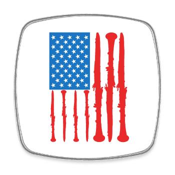 Klarinette 4. Juli USA - Viereckiger Kühlschrankmagnet - Weiß - Vorne
