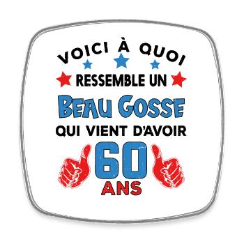 60 ans anniversaire homme cadeau humour drôle - Magnet carré - blanc - Devant