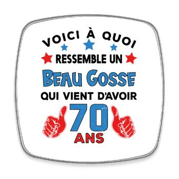 70 ans anniversaire homme cadeau humour drôle - Magnet carré - blanc - Devant