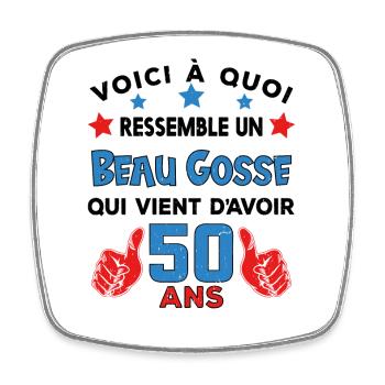 50 ans anniversaire homme cadeau humour drôle - Magnet carré - blanc - Devant