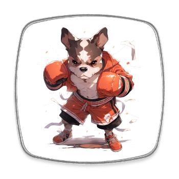 Lustiger Hund Boxer Boxen MMA Kawaii Kampfsport - Viereckiger Kühlschrankmagnet - Weiß - Vorne