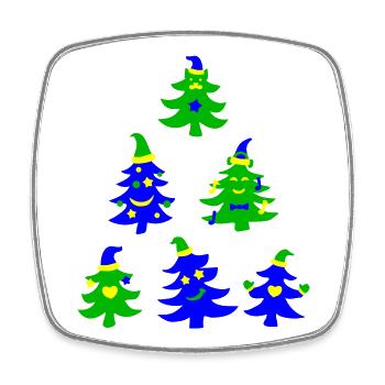 Magic Smiling Christmas Trees - Square fridge magnet - white - Front