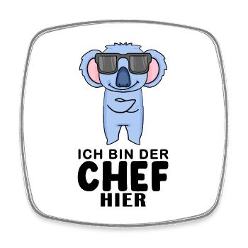 Chef Spruch mit Koala Motiv - Viereckiger Kühlschrankmagnet - Weiß - Vorne