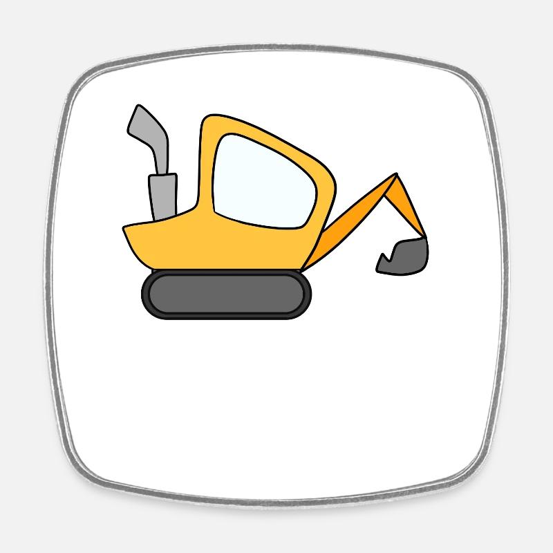 Bagger - Viereckiger Kühlschrankmagnet - Weiß
