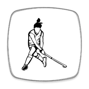 Joueur de hockey sur gazon - Magnet carré - blanc - Devant