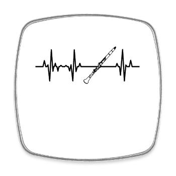ECG de battements cardiaques pour clarinette - Magnet carré - blanc - Devant