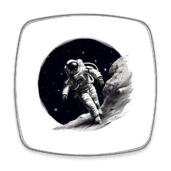 astronaut on the moon - Square fridge magnet - white - Front