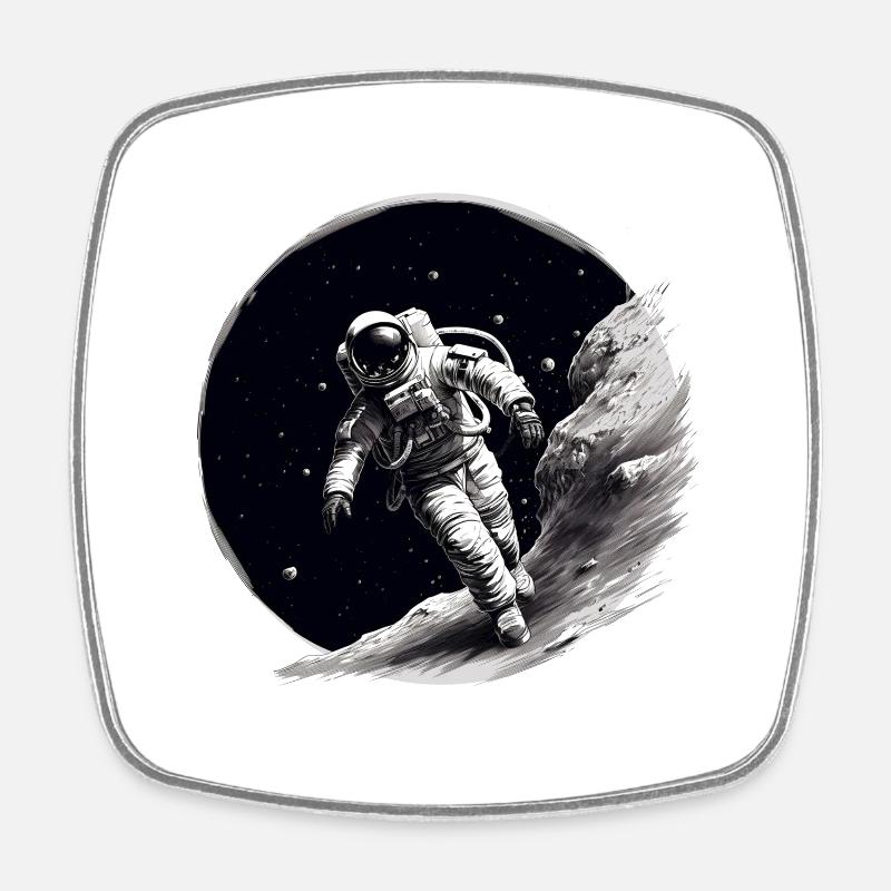 astronaut on the moon - Square fridge magnet - white