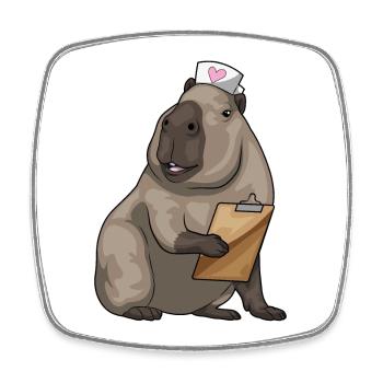 Capybara Nurse - Square fridge magnet - white - Front