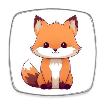 renard de dessin animé mignon sur les vêtements - Magnet carré - blanc - Devant