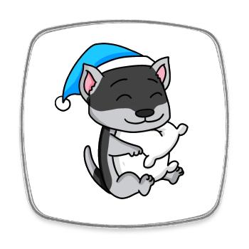 Siberian Husky Sleeping Fatigue Dog - Square fridge magnet - white - Front