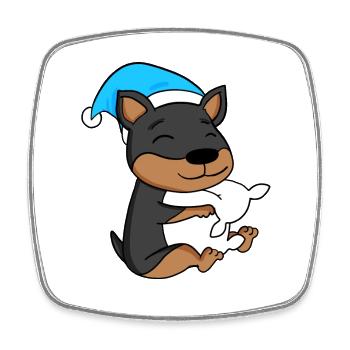 Sleeping Fatigue Dog Pillow Sleepyhead - Square fridge magnet - white - Front
