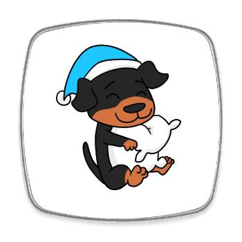 Rottweiler Sleeping Fatigue Dog - Square fridge magnet - white - Front