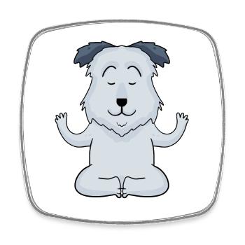 Yoga - Berger des Pyrénées Hund Motiv - Viereckiger Kühlschrankmagnet - Weiß - Vorne