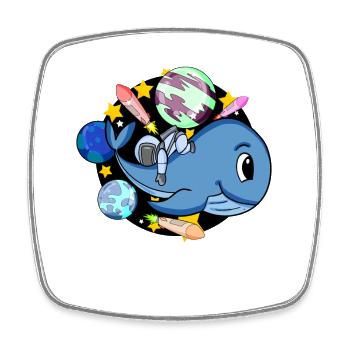 Baleine et astronaute dans l’espace - Magnet carré - blanc - Devant