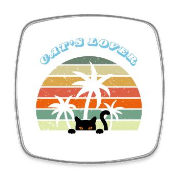 Retrosunset chat noir vintage - cat's lover - Magnet carré - blanc - Devant