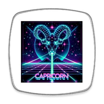 Capricorn retro futuriste 80's - Magnet carré - blanc - Devant