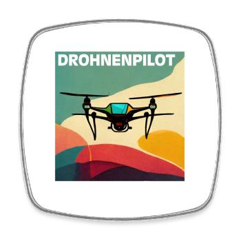 Drohnenpilot Retro-Poster - Viereckiger Kühlschrankmagnet - Weiß - Vorne