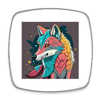 Geometrischer Wolf Farbexplosion - Viereckiger Kühlschrankmagnet - Weiß - Vorne