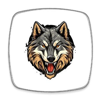 Wolfsgewitter Kopfprint - Viereckiger Kühlschrankmagnet - Weiß - Vorne