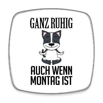 Montag Spruch Yoga Hund - Viereckiger Kühlschrankmagnet - Weiß - Vorne