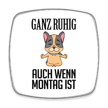 Montag Spruch Yoga Hund - Viereckiger Kühlschrankmagnet - Weiß - Vorne