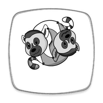 Yin Yang Sign Lemur Lemurs - Square fridge magnet - white - Front