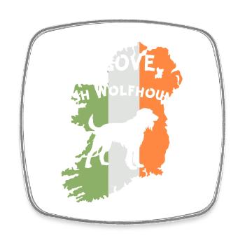 Irish Wolfhound Outline with Flag Motivation - Square fridge magnet - white - Front