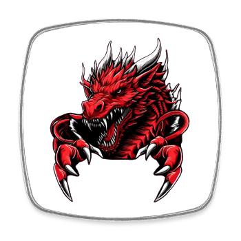 Mystery Legendär Roter Feuerdrache Mythisch 3D Episch - Viereckiger Kühlschrankmagnet - Weiß - Vorne