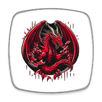 Mystery Legendary Red Fire Dragon Mythical 3D Epic - Square fridge magnet - white - Front