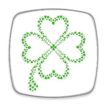 Green shamrock made of hearts - Square fridge magnet - white - Front