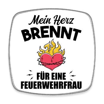 Mein Herz brennt für eine Feuerwehrfrau - Viereckiger Kühlschrankmagnet - Weiß - Vorne