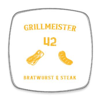 Lustig Grillen Griller 42 Geburtstag Spruch - Viereckiger Kühlschrankmagnet - Weiß - Vorne