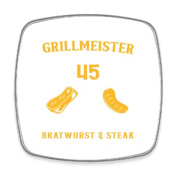 Grill 45 Geburtstag Griller Grillen Spruch - Viereckiger Kühlschrankmagnet - Weiß - Vorne