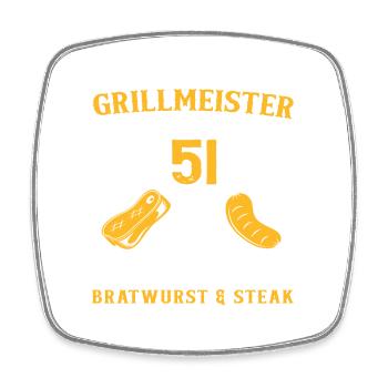 Lustig Grillen 51 Geburtstag Grill Spruch - Viereckiger Kühlschrankmagnet - Weiß - Vorne