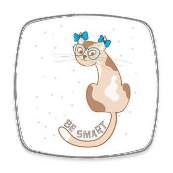 Cat, be smart - Square fridge magnet - white - Front